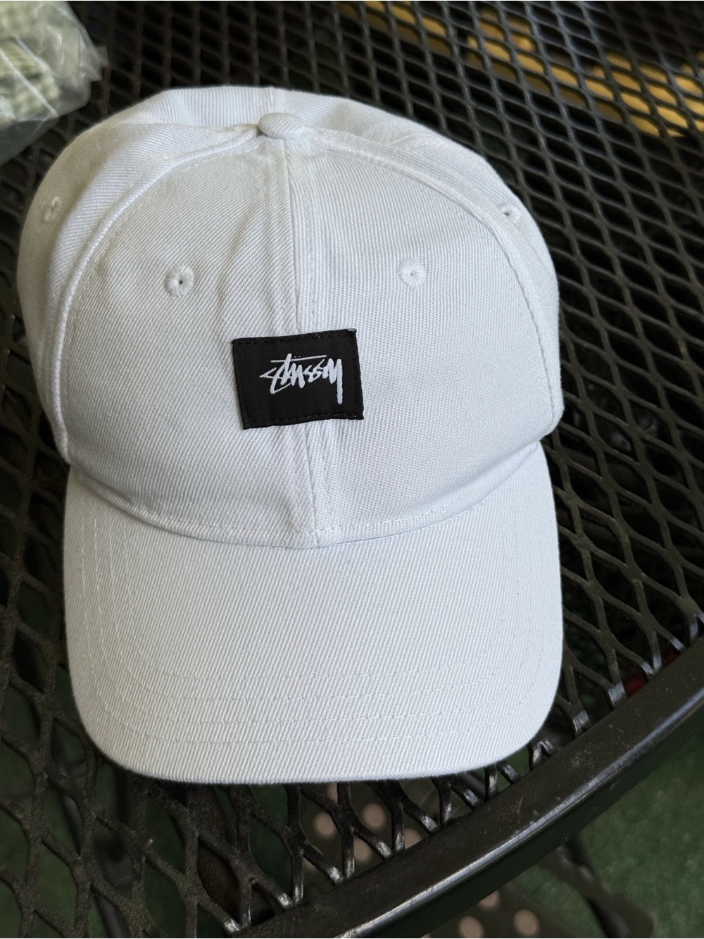 Stussy's Cotton Linen Twill Strapback Hat. White. Excellent Used Condition.